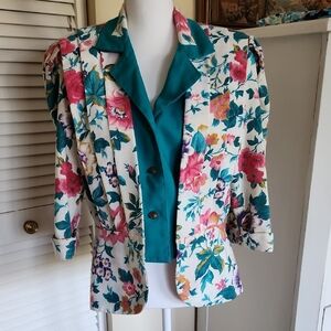 Vintage Floral Women's Blazer 9-10